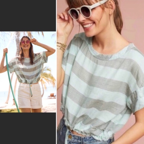 Anthropologie Akemi + Kin Striped Cropped Top, M - Picture 8 of 8